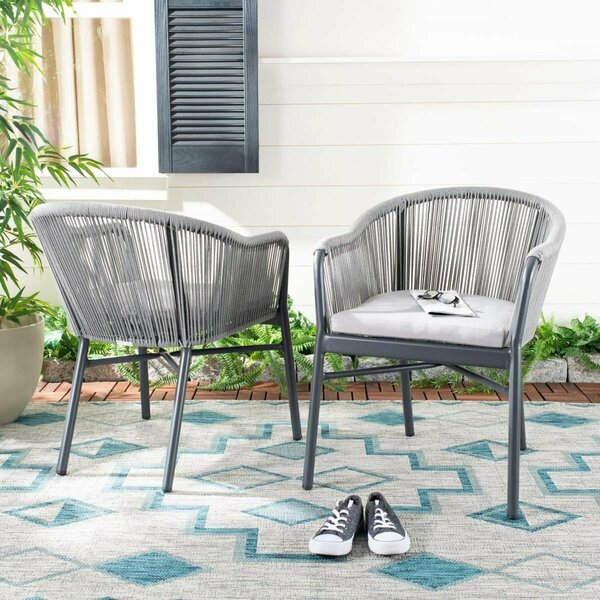 Safavieh Outdoor Living Nicolo Rope Chair with Cushion - Grey, 2PK PAT4027A-SET2